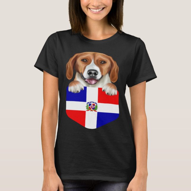 T-shirt Dominican Republic Flag American Foxhound Dog In P (Devant)