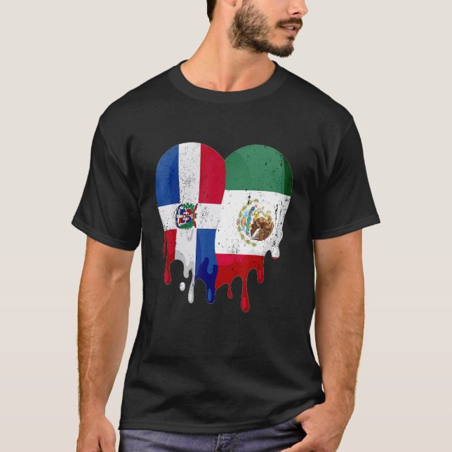 T-shirt Dominican Republic Mexico Flag Heart Citizen Patri (Devant)