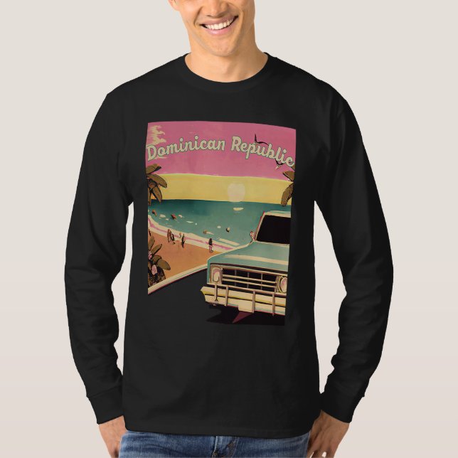T-shirt Dominican Republic Retro Beach Vacation Graphics S (Devant)