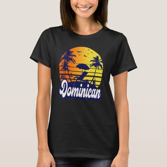 T-shirt Dominican Republic Sunset Beach Retro (Devant)