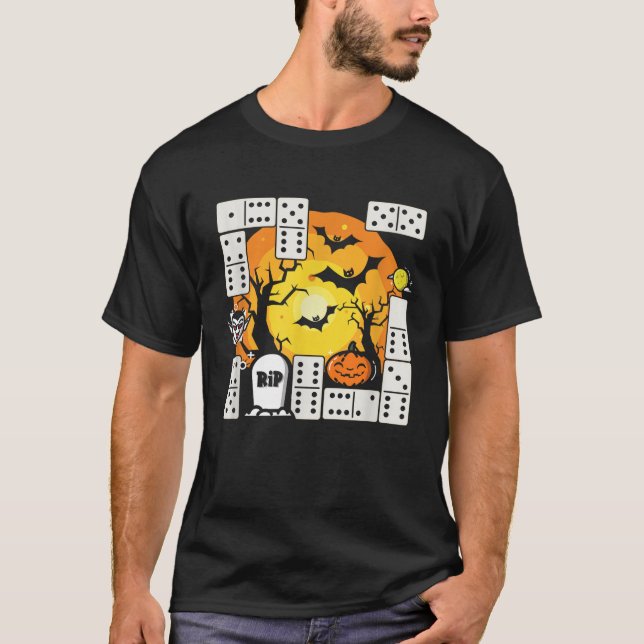 T-shirt Dominos éffrayant Joueur Domino Jeu d'Halloween (Devant)