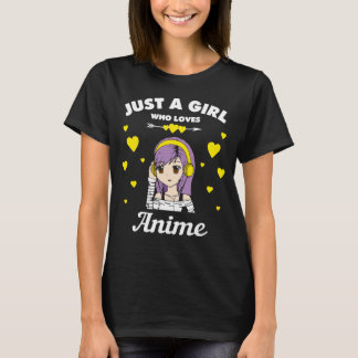 T-shirt Don de fille Anime Juste une fille qui aime Anime 