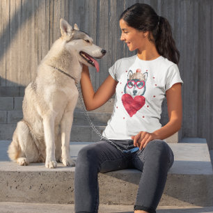 T-shirt Don de Saint Valentin Chien sibérien Husky