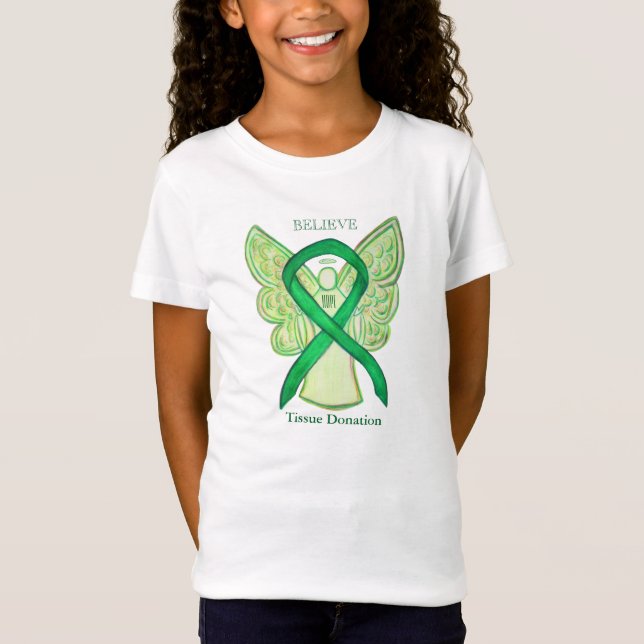T-Shirt Don de tissus Vert Sensibilisation Ruban Angel Che (Devant)
