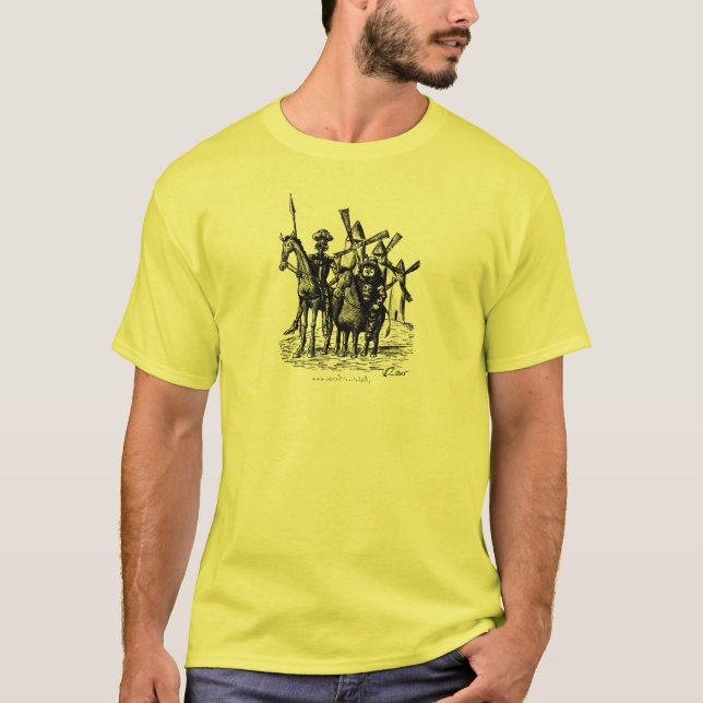 T-shirt Don don Quichotte et Sancho Panza encrent l'art de (Devant)