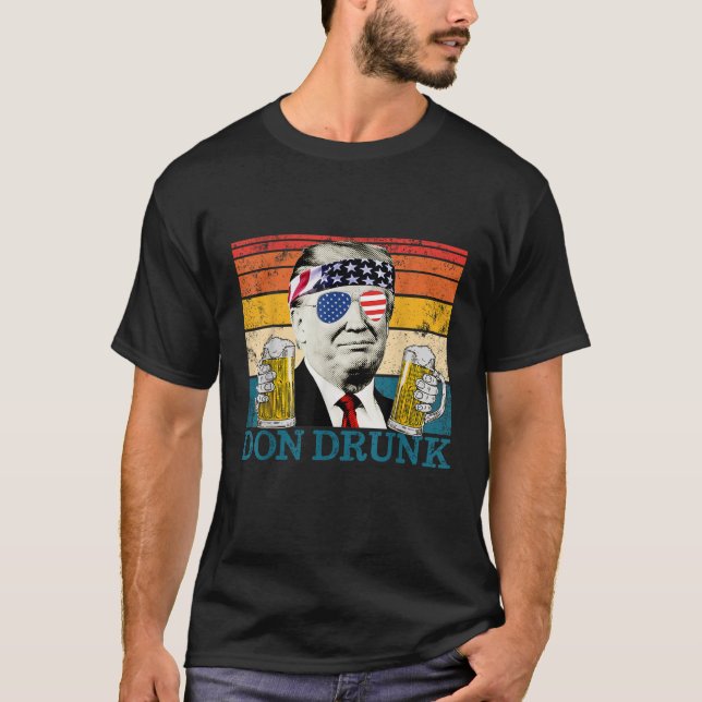 T-shirt Don Drunk 4 juillet Retro Président à boire Don (Devant)