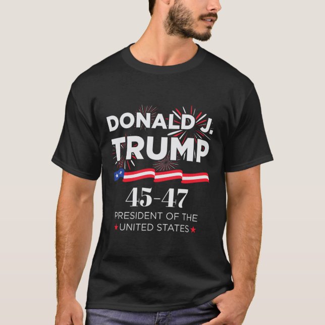 T-shirt Donald J. Trump 45 47 Jour de l'investiture du pré (Devant)