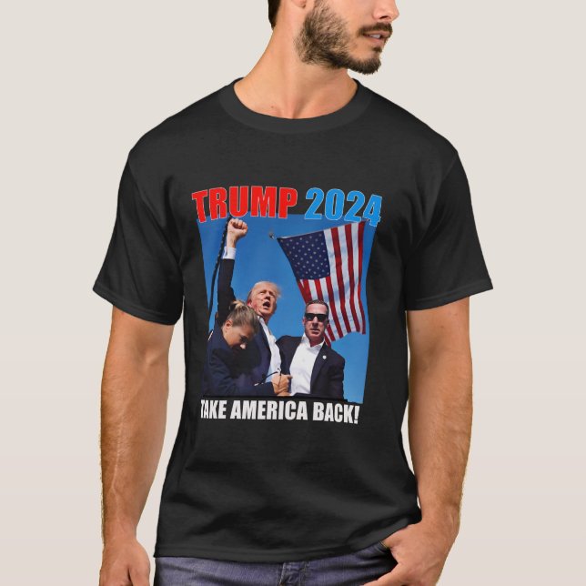 T-shirt Donald Trump 2024 Reprendre le drapeau américain à (Devant)