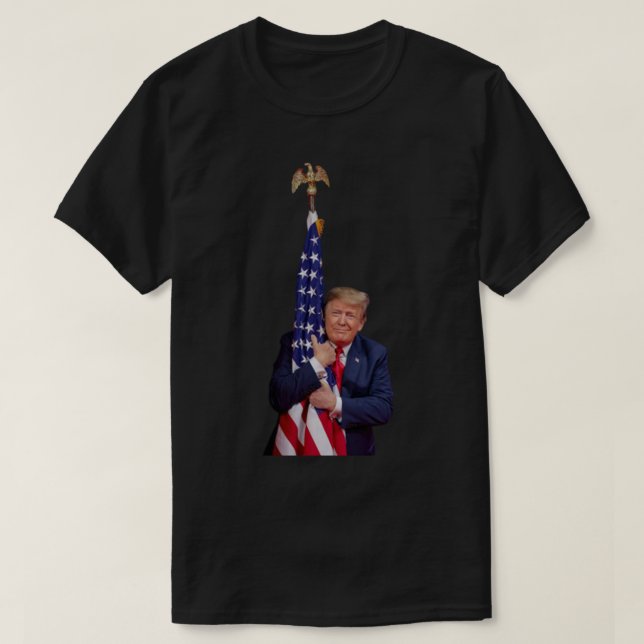 T-shirt Donald Trump Accroche un autocollant de drapeau am (Design devant)