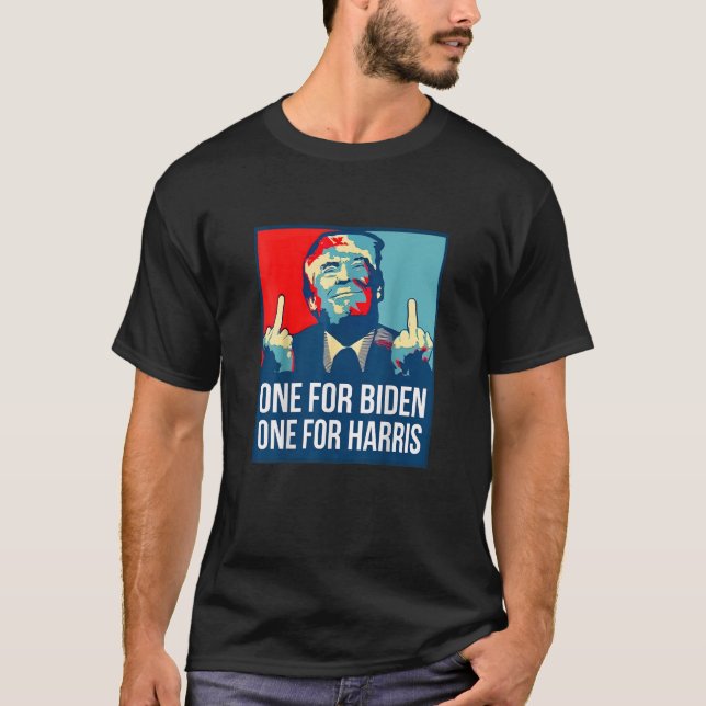 T-shirt Donald Trump Middle Finger Biden Harris America Re (Devant)