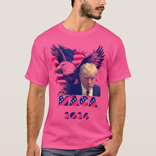 T-shirt Donald Trump Mugshot Maga 2024 Patriot (Devant)