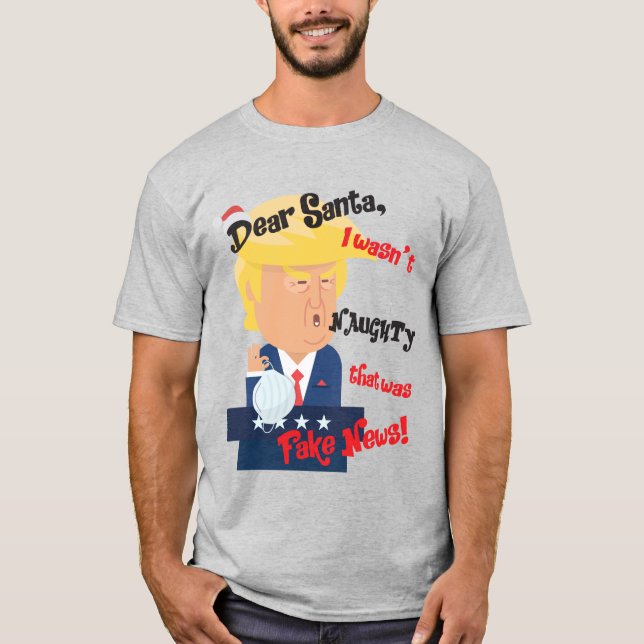 T-shirt Donald Trump Naught Masque visage Noël (Devant)