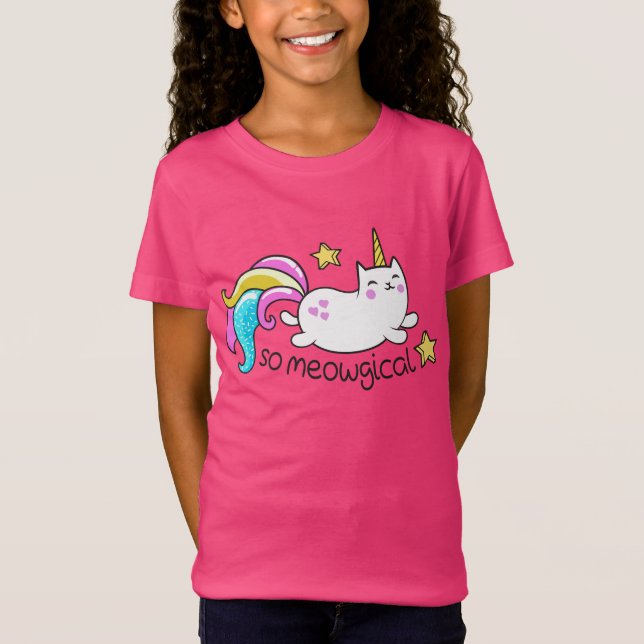 T-Shirt Donc Meowgical Cute Unicorn kitty parties scintill (Devant)