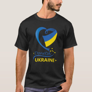 T-shirt Donetsk Ukraine Drapeau National Coeur Emblem Cres