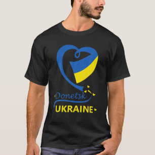 T-shirt Donetsk Ukraine Drapeau National Coeur Emblem Cres