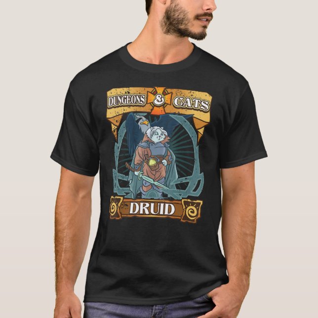 T-shirt Donjons Et Chats Druid Kitten Dinde Chat Nerd Rpg  (Devant)