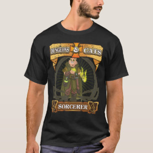 T-shirt Donjons Et Chats Sorcier Kitten Chat D20 Dice Rpg