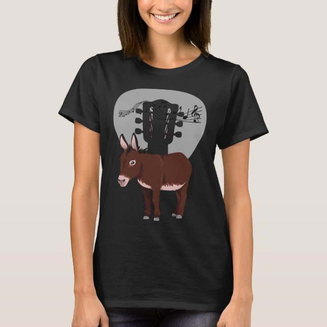 T-shirt Donkey Acustic Guitar and Music Notes Powerful Ani (Devant)