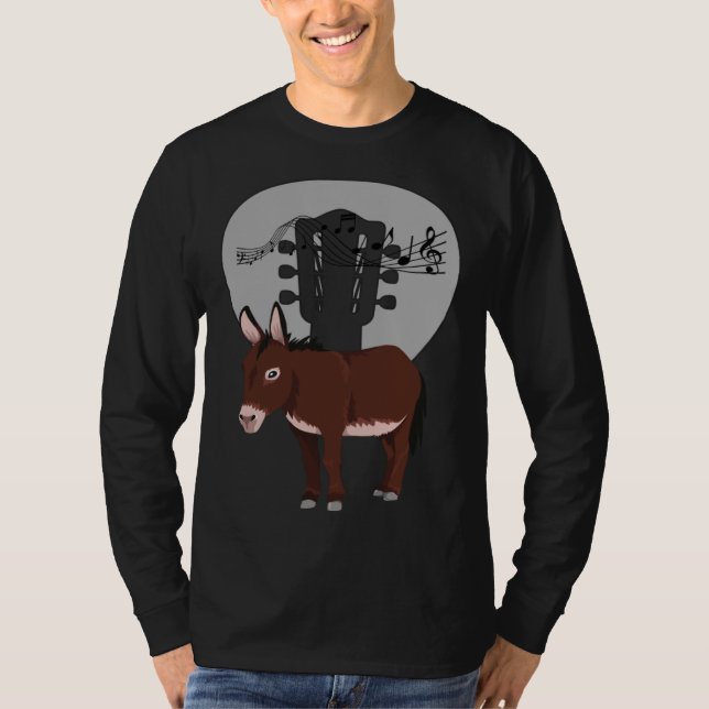 T-shirt Donkey Acustic Guitar and Music Notes Powerful Ani (Devant)
