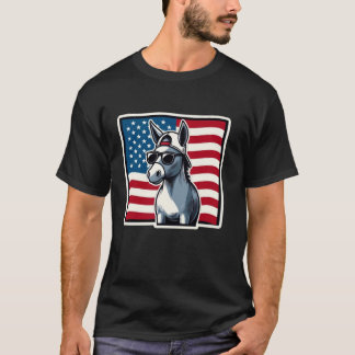 T-shirt Donkey American Flag Patriotique 4 juillet Donkey