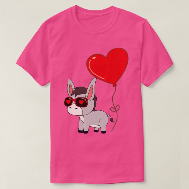 T-shirt Donkey Avec Coeur Balloon Valentines Jour Amour Ga (Design devant)