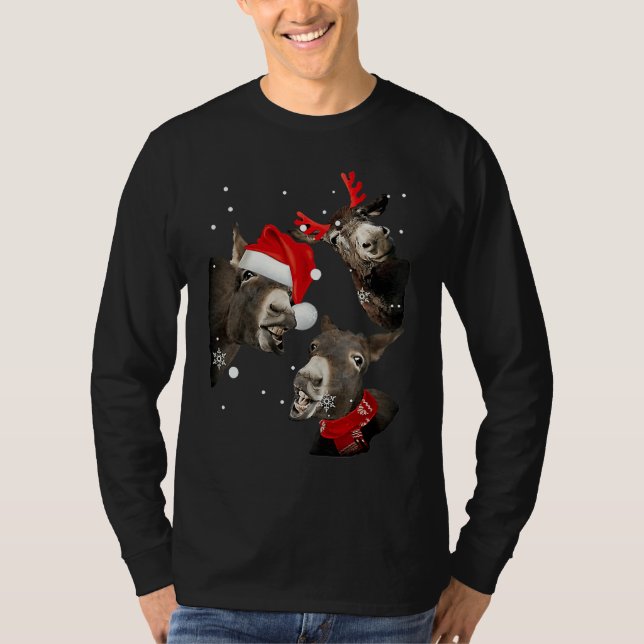 T-shirt Donkey cute xmas santa (Devant)
