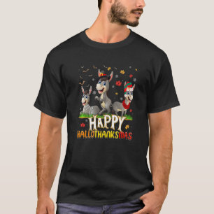 T-shirt Donkey Happy HalloMerciMas Halloween Thanksgiving