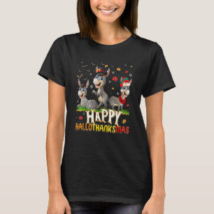 T-shirt Donkey Happy HalloMerciMas Halloween Thanksgiving