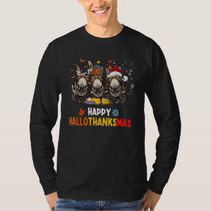 T-shirt Donkey Happy Hallothanksmas Halloween Thanksgiving