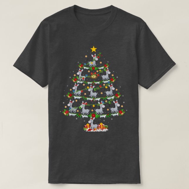 T-shirt Donkey Lover Xmas Lights Donkey Christmas Tree  (Design devant)