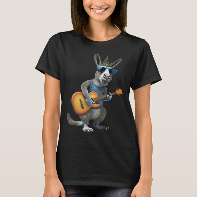 T-shirt Donkey Playing Electric Guitar  Animal Donkey  Gui (Devant)