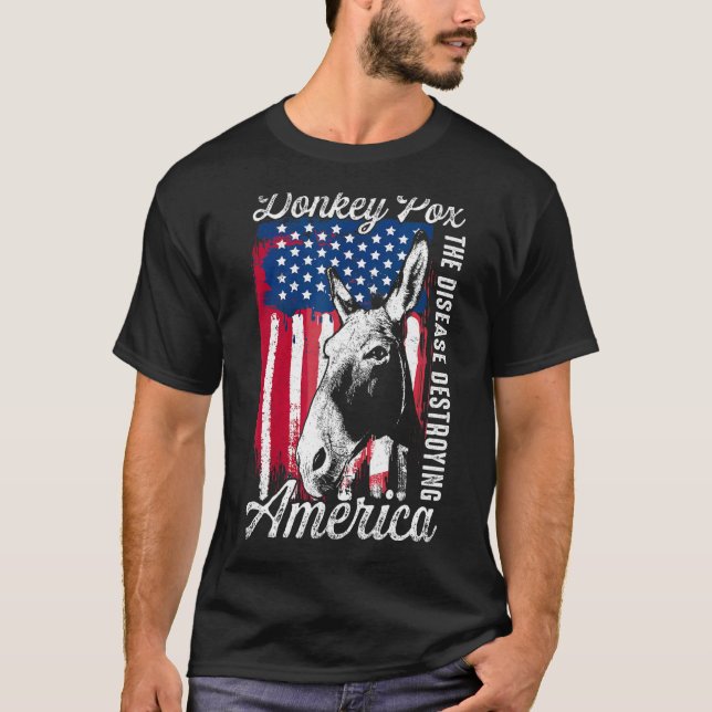 T-shirt Donkey Pox La Maladie Détruisant America USA Drape (Devant)