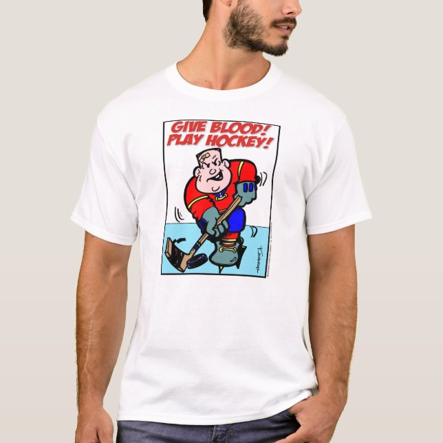 T-shirt Donne du sang ! Jouez au hockey ! (Devant)