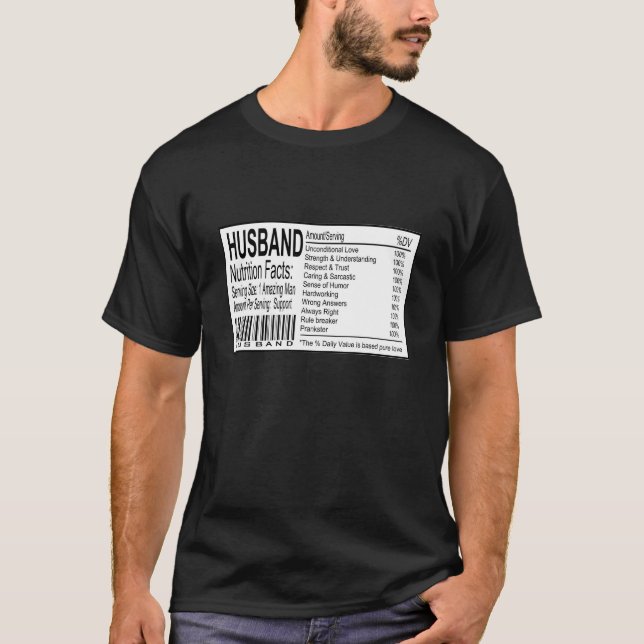 T-shirt Données nutritionnelles amusantes pour le mari (Devant)