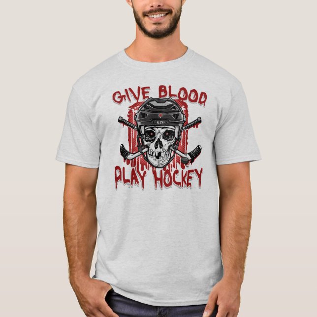T-shirt Donner du sang au hockey noir (Devant)