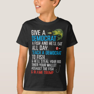T-shirt Donner Un Poisson Démocrate Drôle Pêcher Hommes Ré