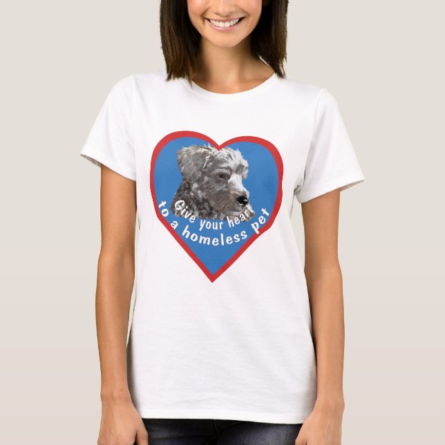 T-shirt Donnez votre coeur à un animal familier sans abri (Devant)