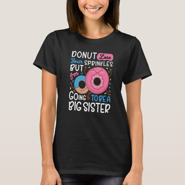 T-shirt Donut Je vais être une grande soeur Reveal Bébé An (Devant)