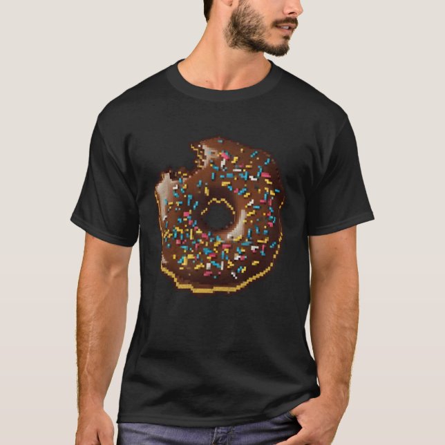 T-shirt Donut Pixel 8 bit Retro Hungry Byte Sprinkles Food (Devant)