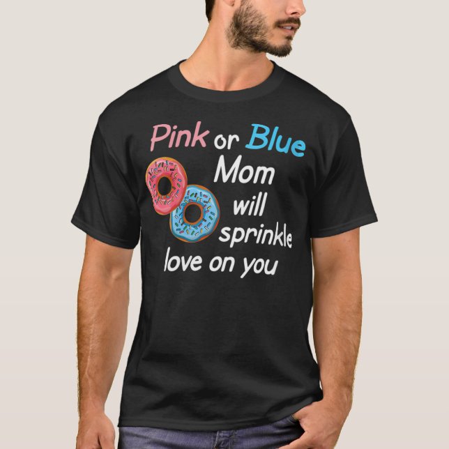 T-shirt Donuts Maman Bébé Genre Révéler la fête Douche Cad (Devant)