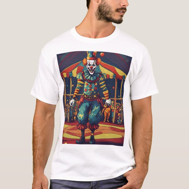 T-shirt Doodle à faible contraste d'un clown maléfique au  (Devant)