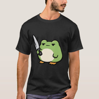 T-shirt Doodle de grenouille stoïque au couteau