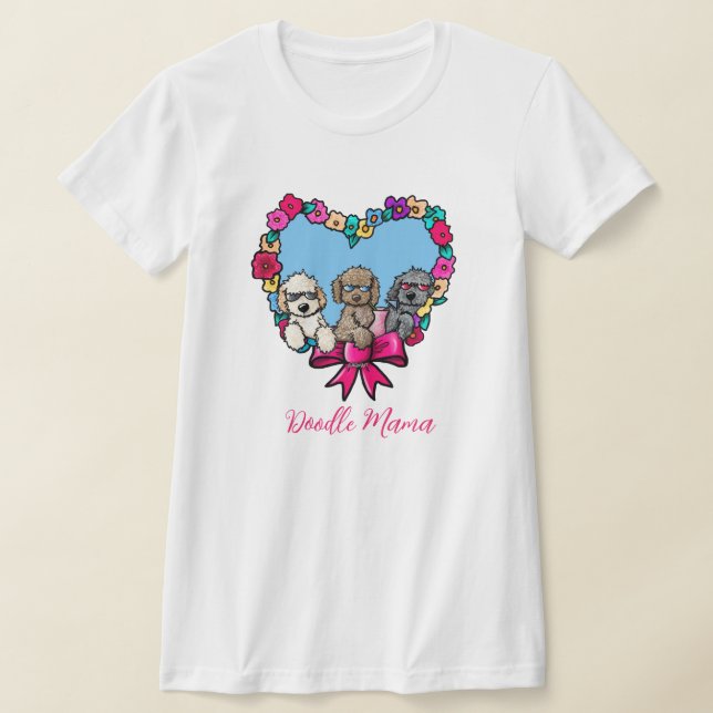 T-shirt Doodle Dog Coeur Floral (Poser)