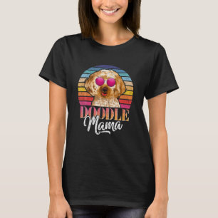 T-shirt Doodle d'or Mama mignon chien lunettes de soleil M