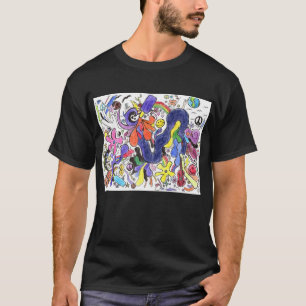 T-shirt Doodle Punk Rock #15 en couleur sur noir