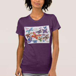T-shirt Doodle Punk Rock #28 Papillons Couleur femmes