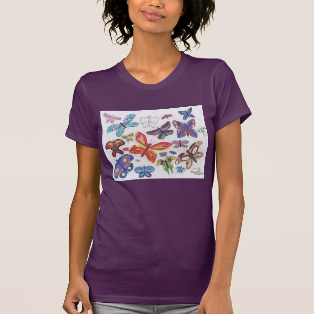 T-shirt Doodle Punk Rock #28 Papillons Couleur femmes (Devant)