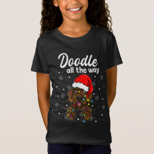 T-Shirt Doodle Tout le chemin Labradoodle Père Noël Casque