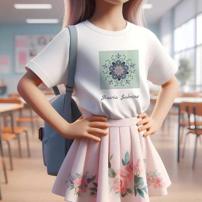 T-shirt Doodles de Mandala turquoise moderne rose (Créateur téléchargé)