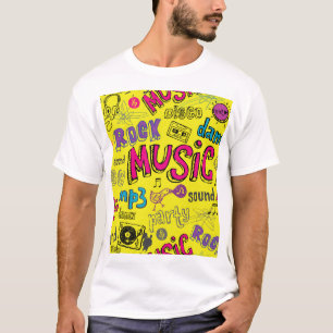 T-shirt Doodles de musique Sketchy Arrière - plan sans cou